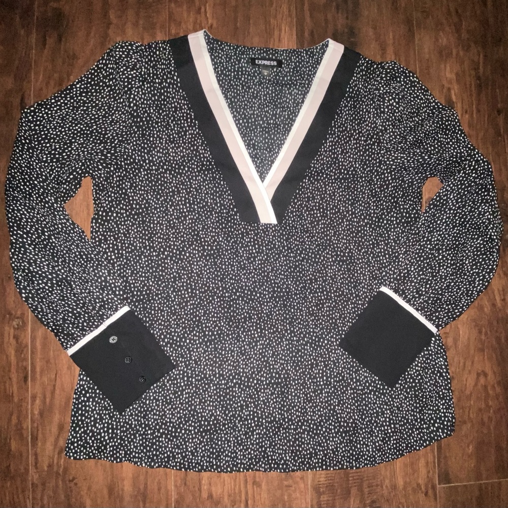 Express Black and White Patterned Blouse